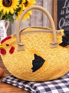 Whimsical Chicken Hen Novelty Handbag Purse Farmhouse Cottagecore